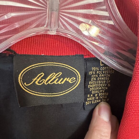 Vtg Allure Womens Red Patchwork Jacket Large Blazer Cotton Blend 1980s - Picture 2 of 7